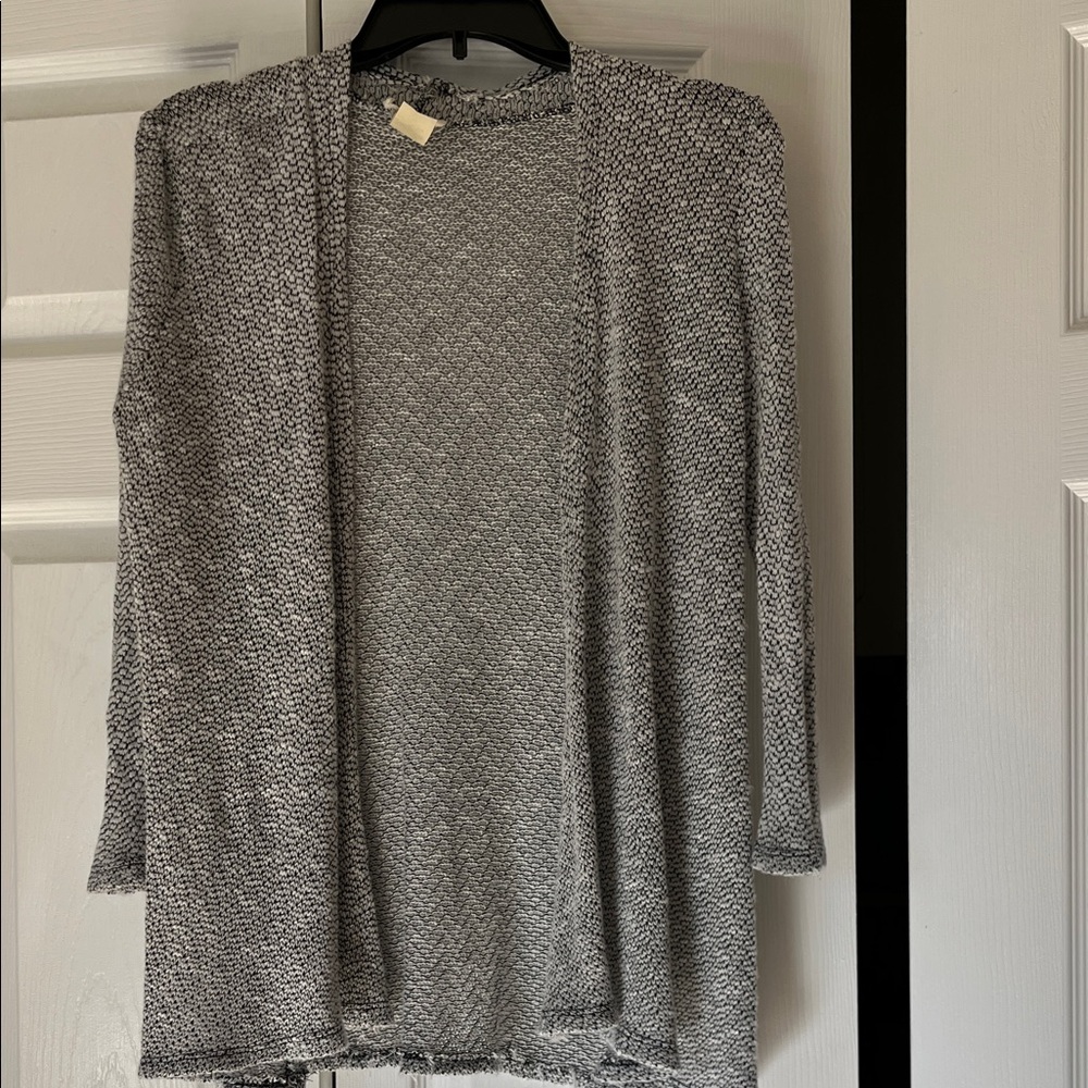 Brittany Black Gray Open-Front Cardigan